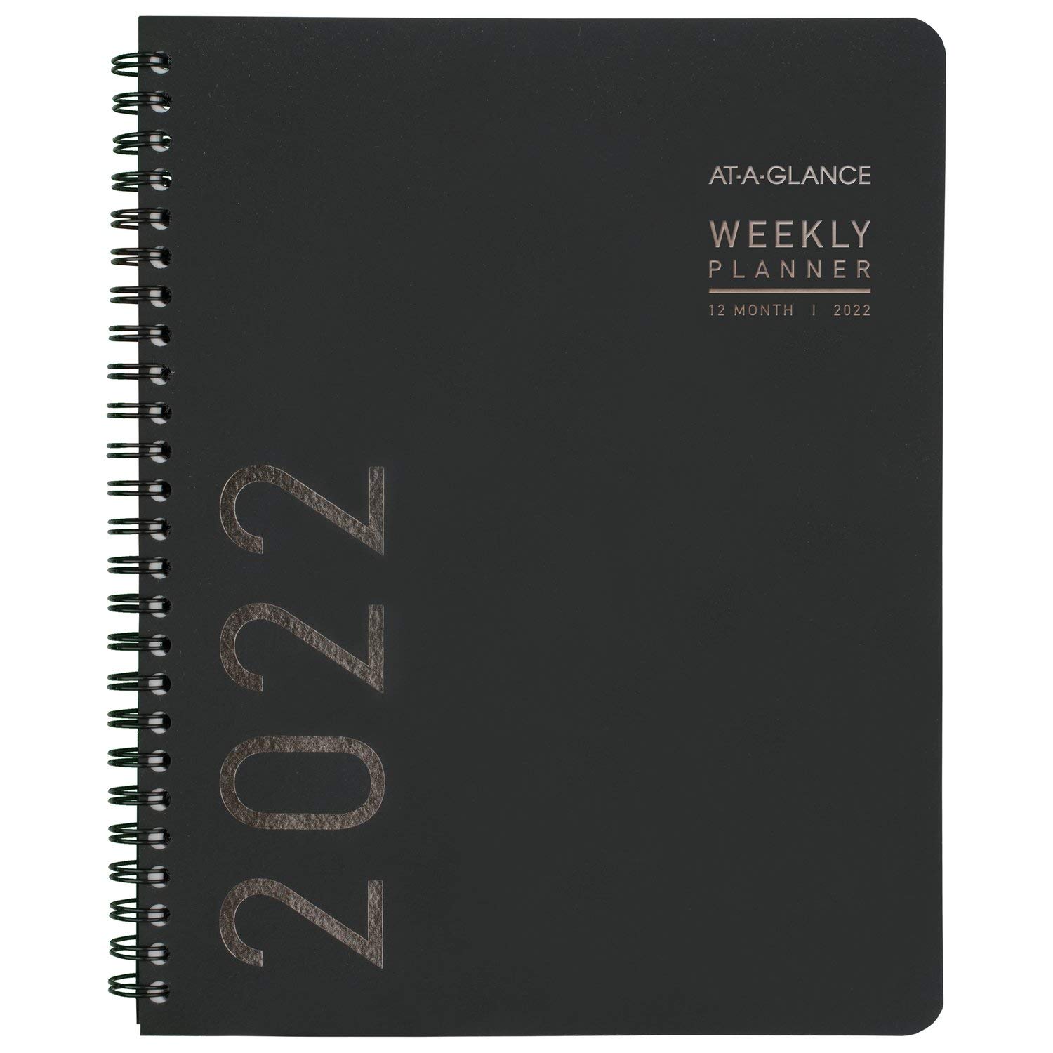 Photo 1 of 2022 Weekly & Monthly Planner by AT-A-GLANCE, 7" x 8-3/4", Medium, Contemporary Lite, Black (7054XL05) 2022 Old Edition With Tabs