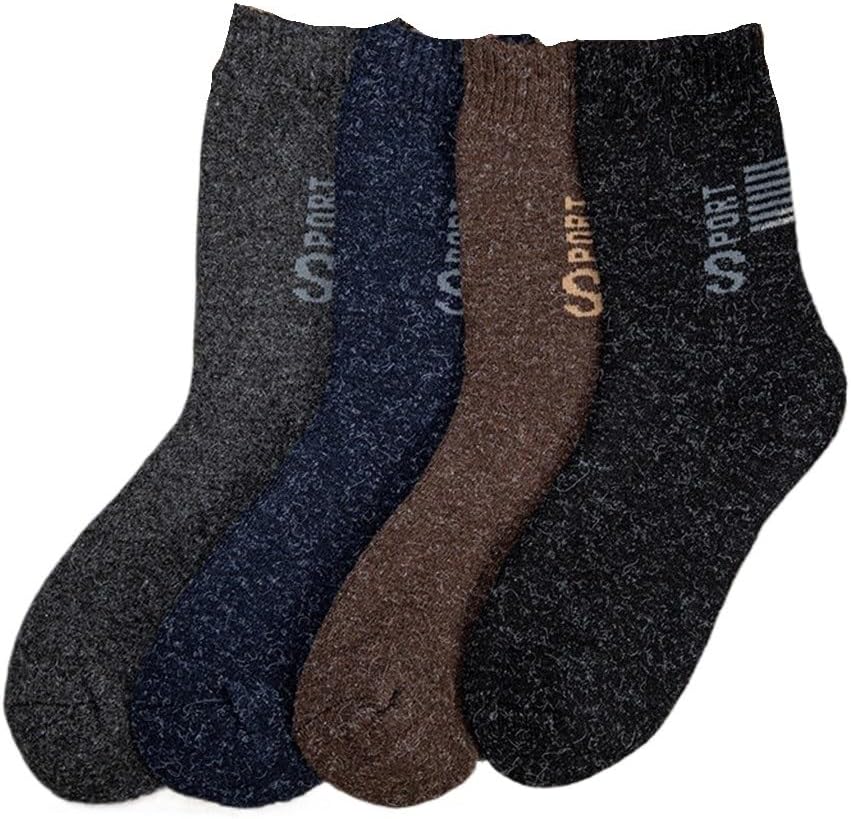 4 pairs Winter Socks Men Warm Wool Thicken Contain Real Soft Essential Comfortable Male Casual