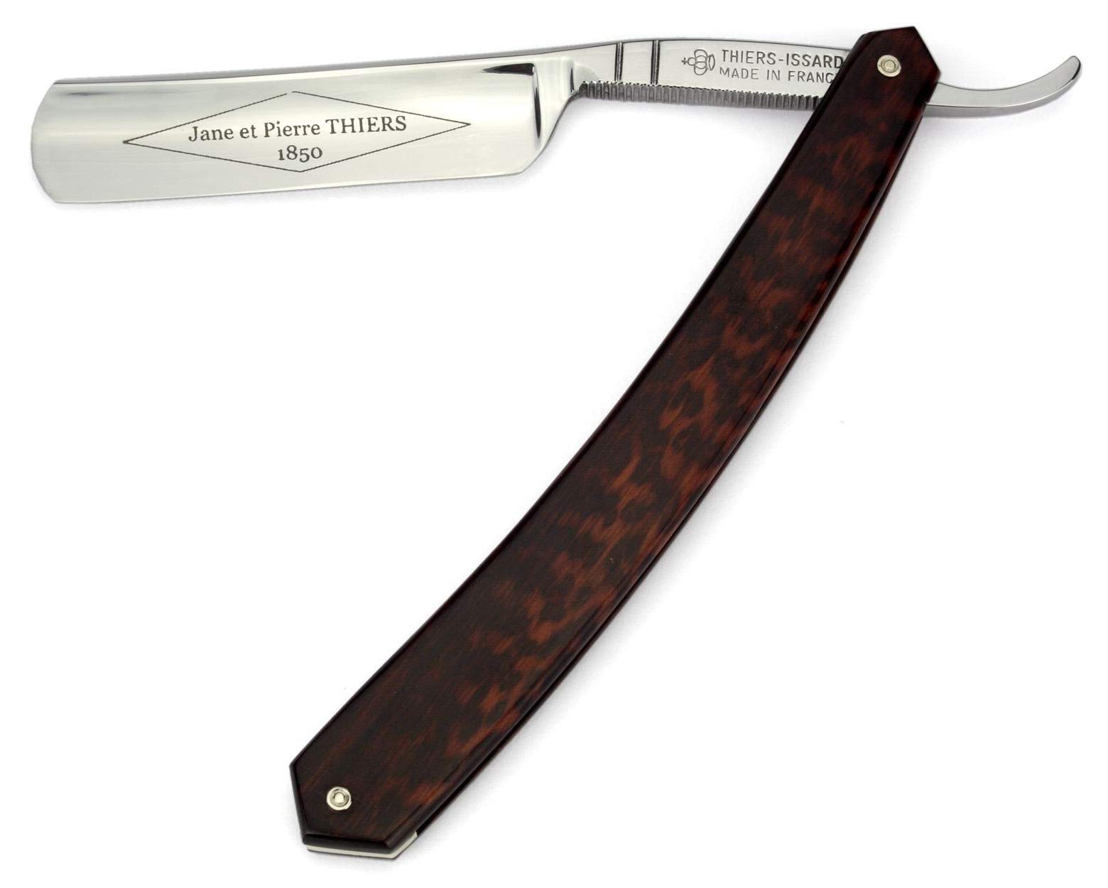 french straight razor - blade 5/8 ' - snakewood handle - C135 carbon steel - mark 'Jane et Pierre THIERS 1850' - handmade in France