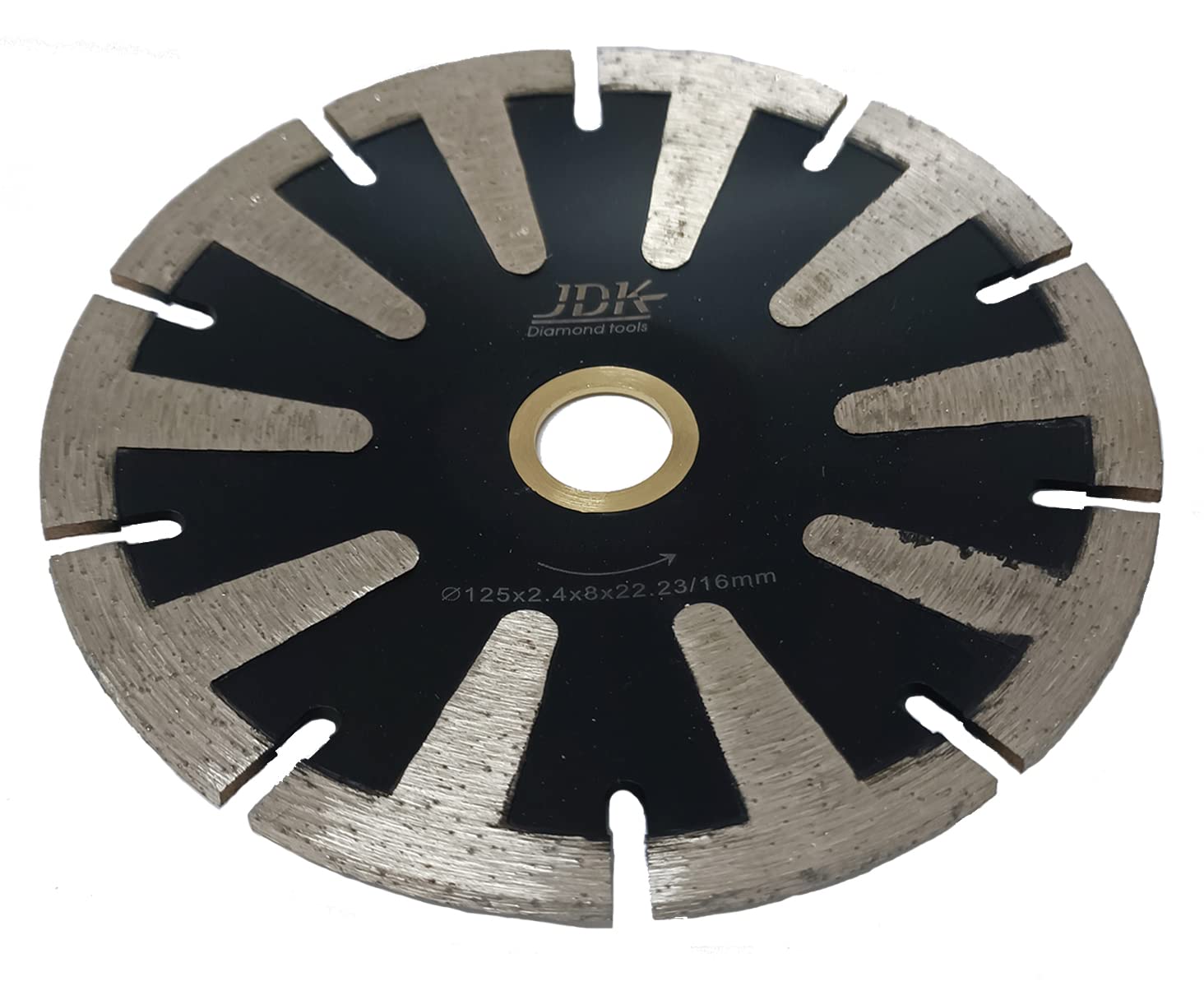 JDK Diamond Tools 5 Inch Contour Crack Chaser Saw Blade with 7/8"-5/8" Arbor for Granite and Marble T Segmented