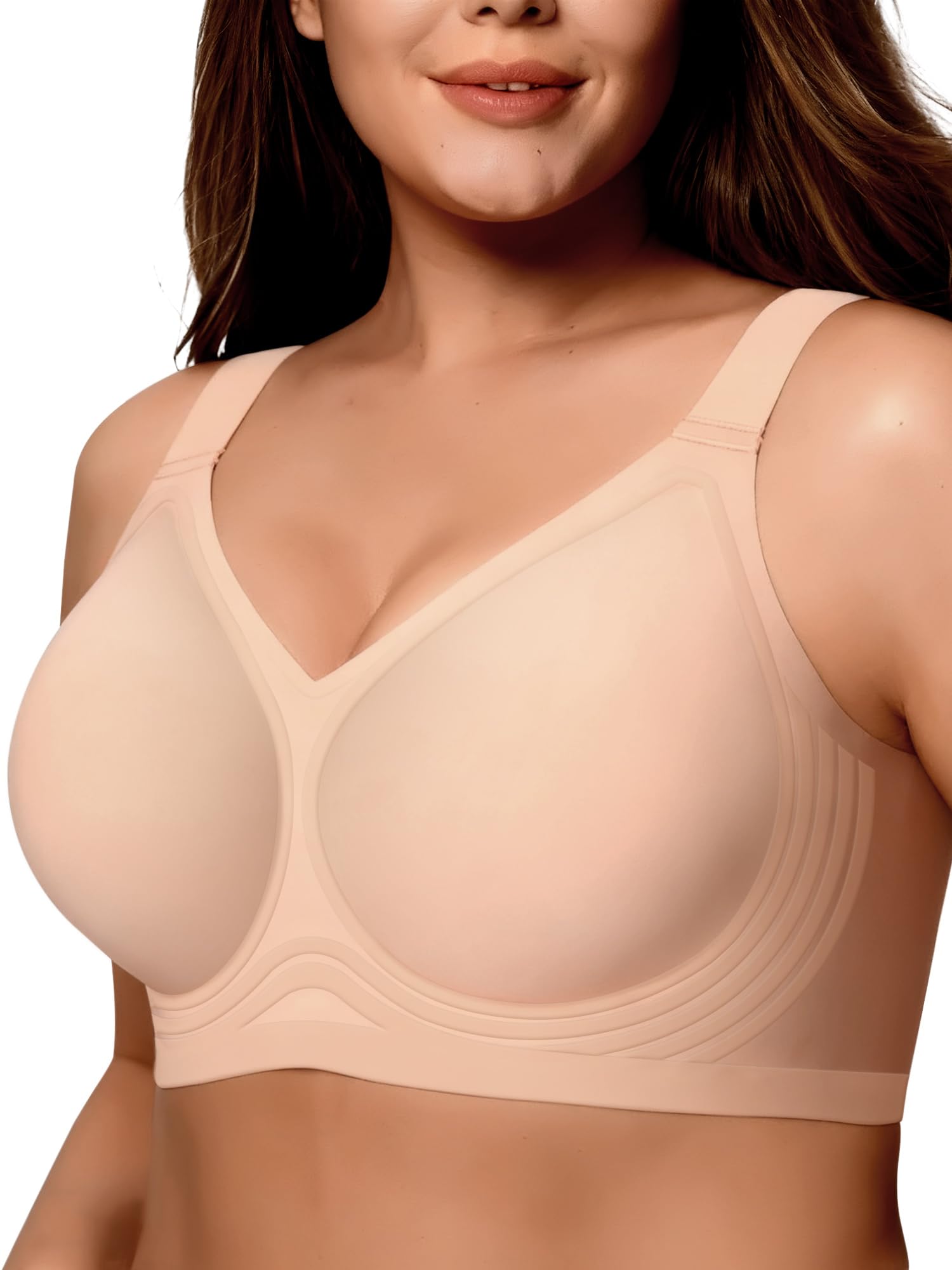 Wireless Jelly Bra for Women Plus Size Push Up Seamless Full Coverage Supportive No Underwire T-Shirt Bra