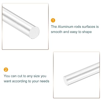 MECCANIXITY Round Solid Aluminum Rod 16mm Diameter 300mm Length Lathe Bar Stock for DIY Craft Pack of 2
