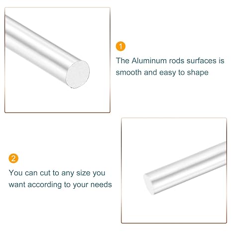 MECCANIXITY Round Solid Aluminum Rod 16mm Diameter 300mm Length Lathe Bar Stock for DIY Craft Pack of 2