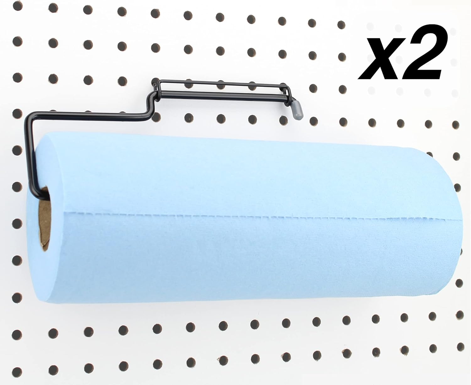 RightArrange Pegboard Paper Towel Holder, 2Pack Steel, Black Hooks to Any Peg Board