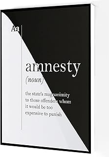 Amnesty Definition Canvas Wall Art,Dictionary Art Poster,Minimalism Judge Gift Modern Artwork Painting For Living Room Office Home Decoration 12''x16'' Framed
