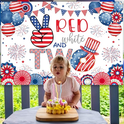 Fondo decorativo rojo, blanco y azul 7 x 5 ft para fotografía miniatura 7