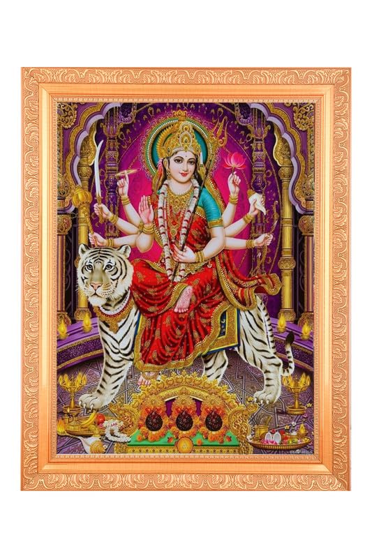Durga Maa Zari Photo cadre doré 35,6 x 45,7 cm : le cadeau spirituel idéal