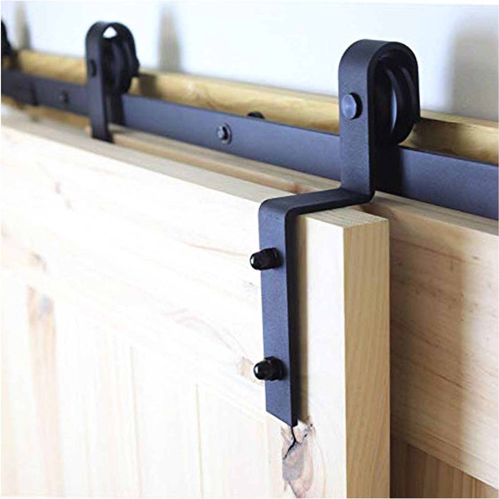 Kit Scorrevole per Porta del fienile a Doppia Porta, Kit per Armadio Hardware per Porta del fienile in Acciaio Scorrevole retrò, Kit Hardware per Porta del fienile Nero (Dimensioni : 160 cm)