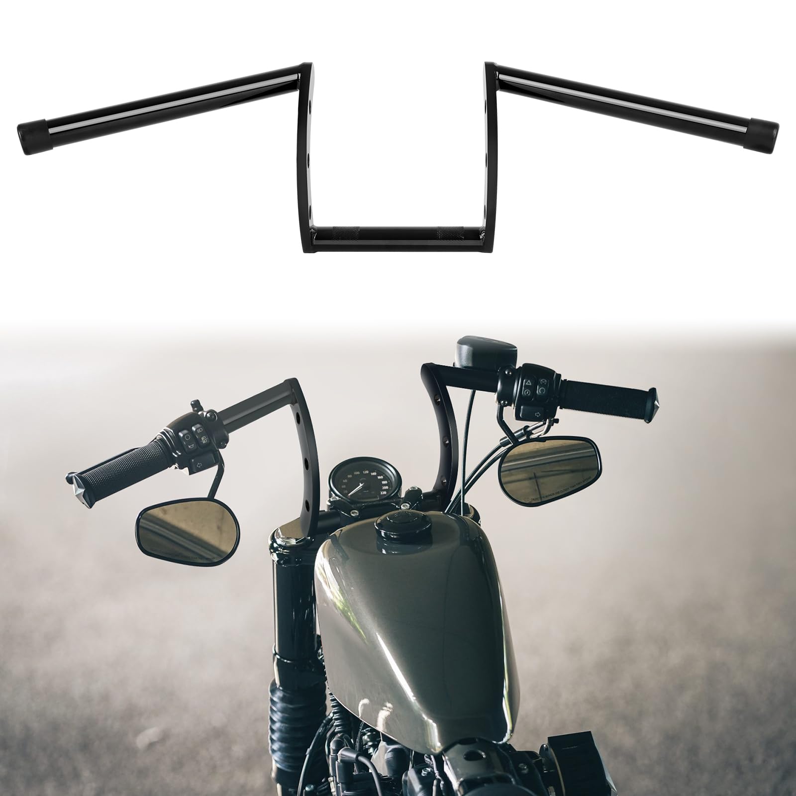 DREAMIZER Manubrio per Moto 25mm 1" Ape Hanger Compatibile Chopper Cruiser