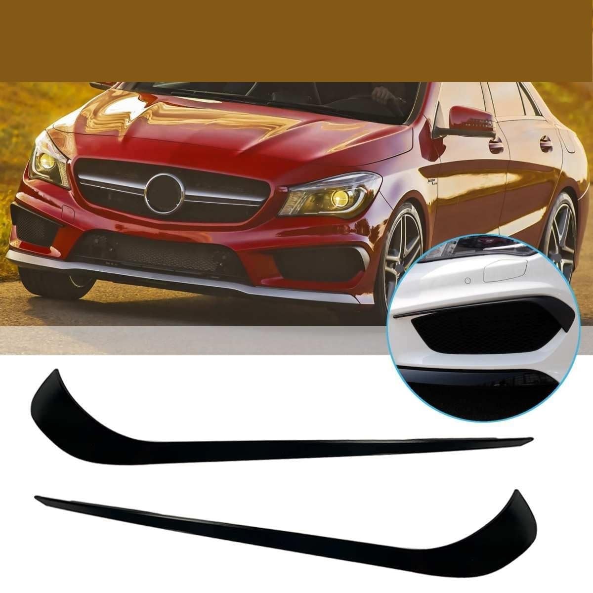 2 szt. Matowy czarny rozdzielacz lampy przeciwmgielnej przedniego zderzaka, dla Mercedes-Benz, CLA C117 CLA200 220 250 AMG 2013 2014 2015 dekoracja spoilera