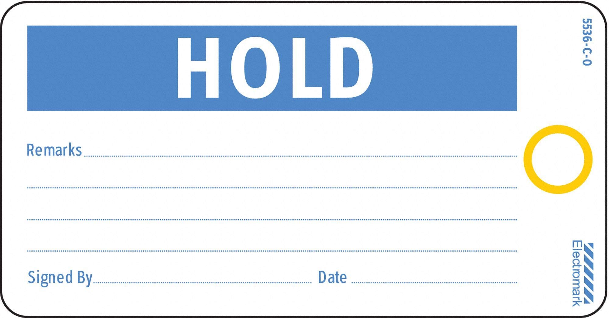 Electromark Cardstock Hold Quality Control Tag, 3" Height, 5-1/2" Width - 5536C0