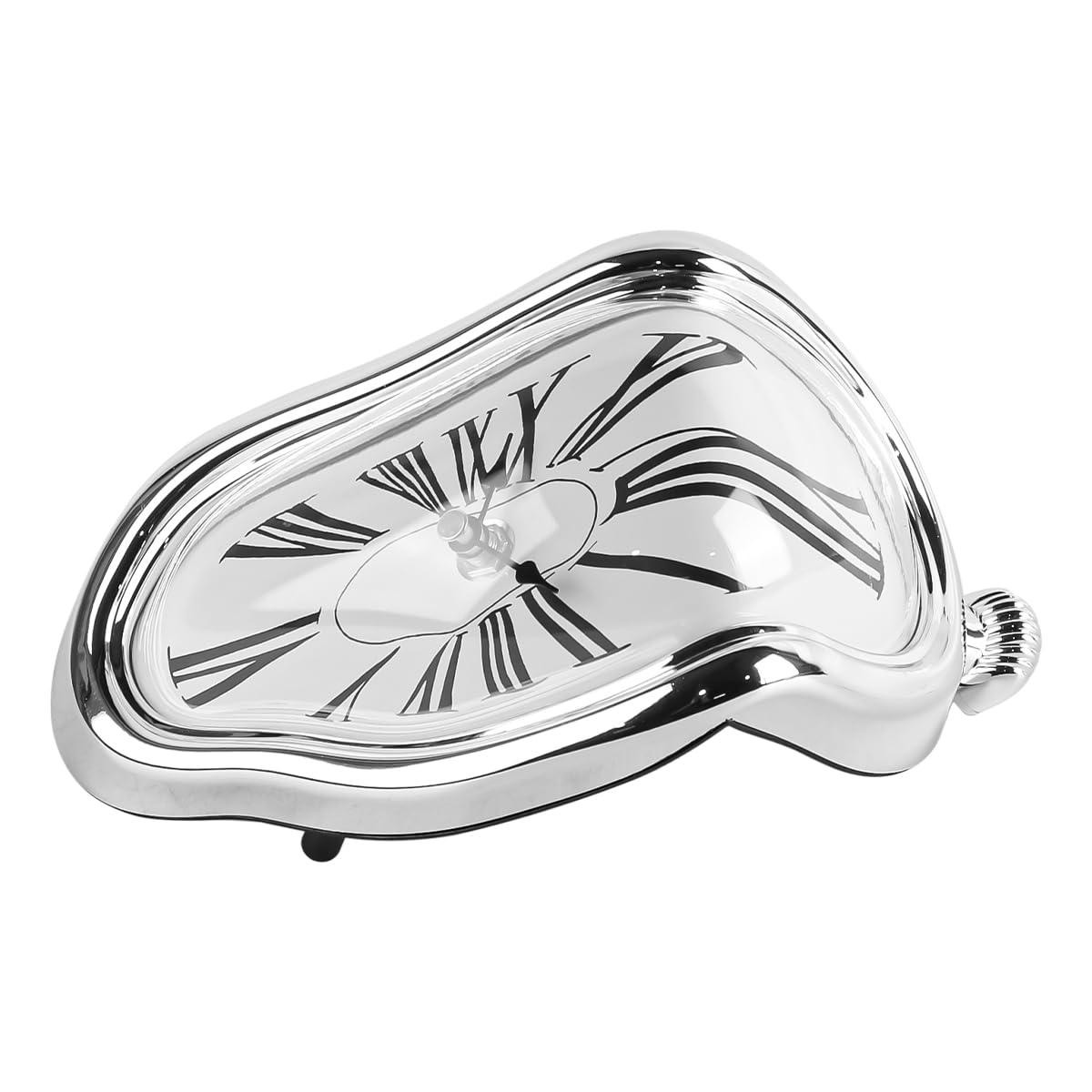 Reloj de Mesa Salvador Dalí Distorsionado Plateado Abstracto Decorativo para Escritorio