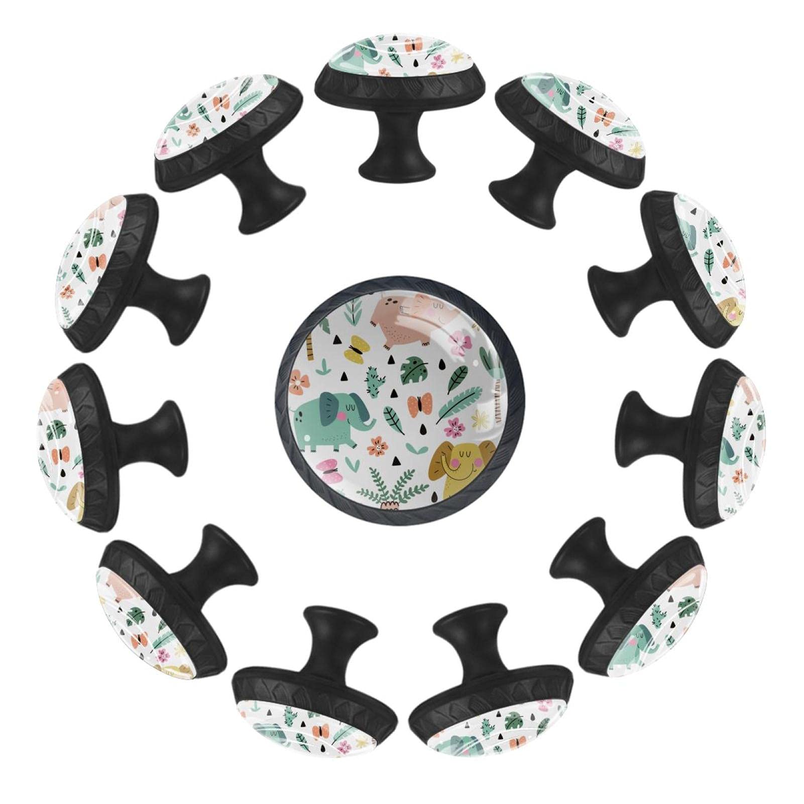 Boutons de tiroir éléphant de 35 mm : lot de 12 poignées décoratives pour commode enfant