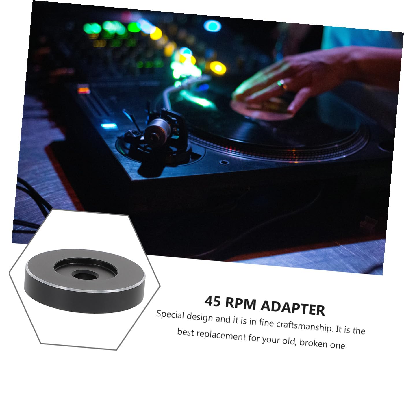 UKCOCO Adattatore Per Giradischi Ergonomico Da 45 Giri Da 3 Pezzi Per Vinile Da 7 Pollici Accessorio in Metallo Facile Da Usare Per Giradischi