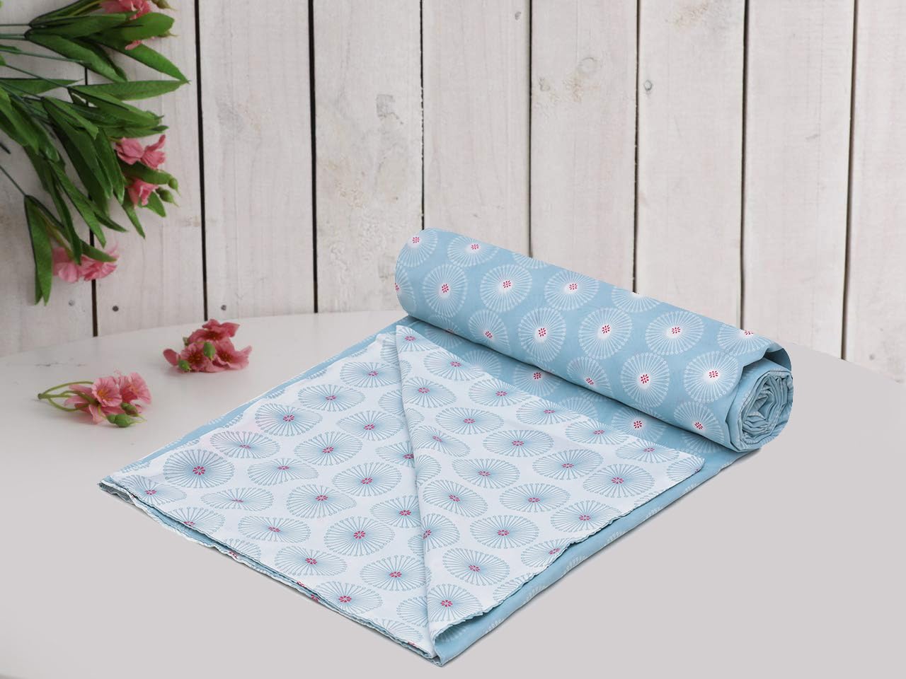 Amazon Brand – Umi Cotton Single Quilt Cover Blanket Cover Razai Duvet Cover Comforter Cover for with Zipper (57X87)(Inches) (Single, Green Floral) (Single, Orange)-image-23