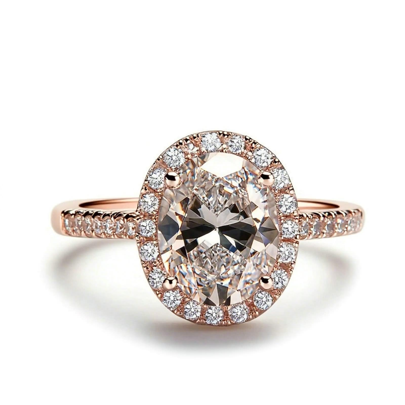 Anillo de compromiso para mujer, con moissanita, oro rosa de 14 quilates, talla 54 (17,2)