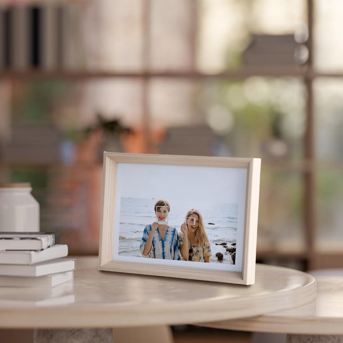 A4 Photo Frame Picture Frames Wooden Picture Frame with Mount 21 x 29.7 cm, Certificate Frame, Freestanding (XK02802,A4)