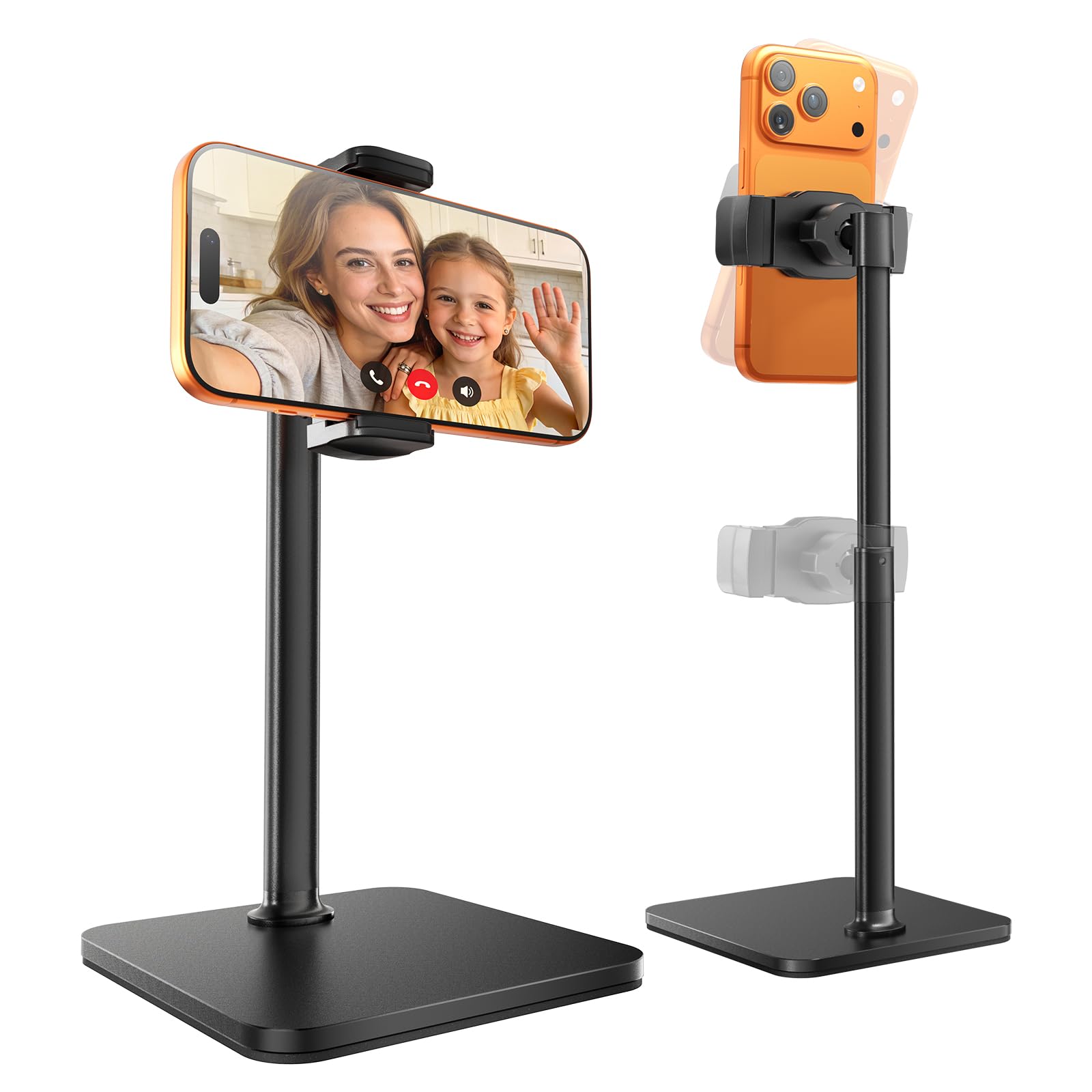 Tounee Support Téléphone Bureau, Réglable en Hauteur (8-11 Pouces) pour Lives, Vidéos & TikTok – Compatible avec iPhone 17/16/15, Samsung & Smartphones de 4-7 Pouces – Noir