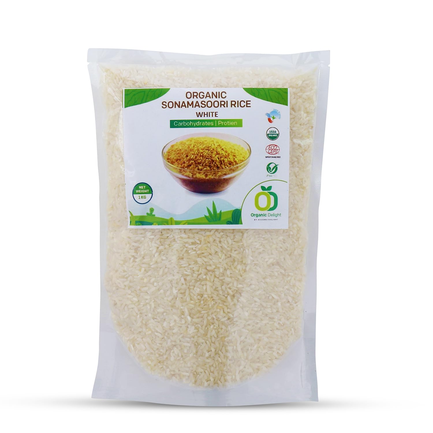 Organic Delight Sonamasuri Raw Rice/Sona Masuri White Chawal Natural Antioxidants, USDA Certified Sona Masoori Raw Rice 1kg (Pack of 1) (B0CHMVYF9X) Amazon Price History, Amazon Price Tracker