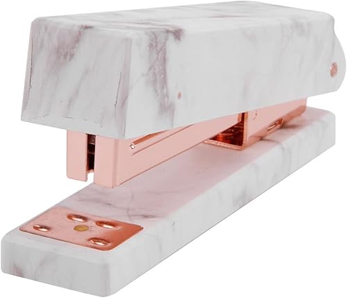 Engrapadora de impresión de mármol, capacidad de 20 hojas, resistente, engrapadora manual sin atascos, suministros de oficina con almohadilla