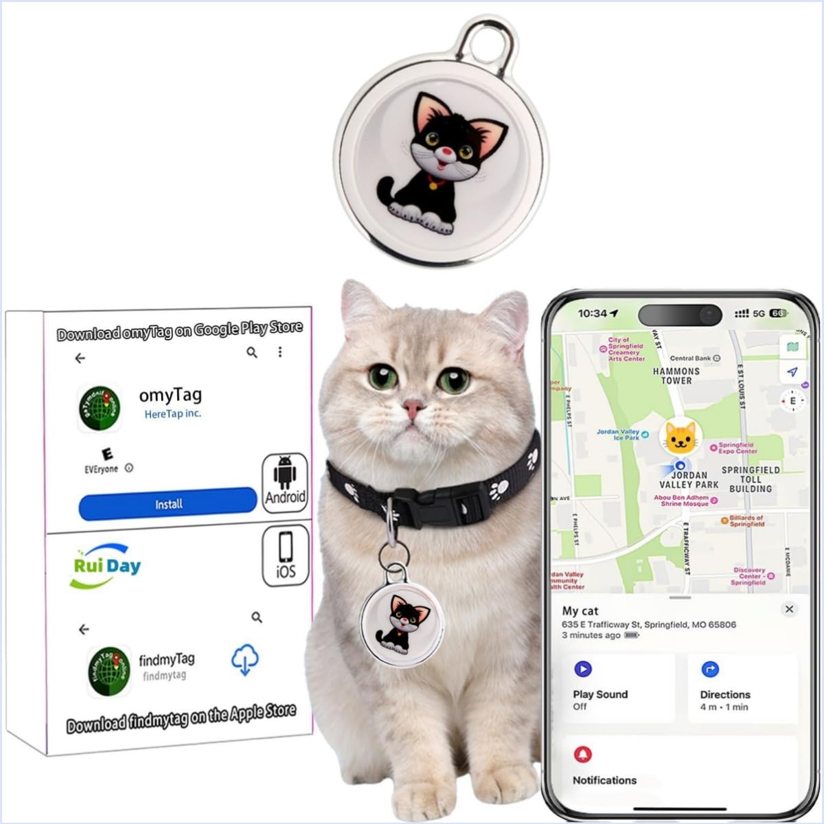 KUWUNG Mini Localizzatore GPS Per Gatti E Cani - Impermeabile IP65, Batteria 365 Giorni, Senza Canone - Foto 8