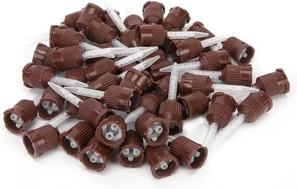 SERZG 50 PCS Oral Material Mixing Tips Impression (7015 Brown 1mm(1:1)) Dentist Tools
