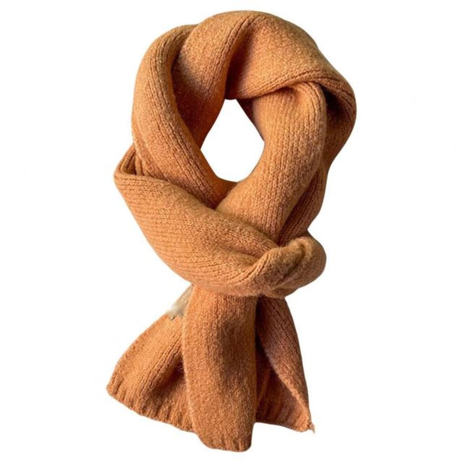 Fashion Solid Warm Cashmere Scarf for Women Winter Design Knitted Neckercheif Thick Woolen Yarn Shawl Neck Wrap