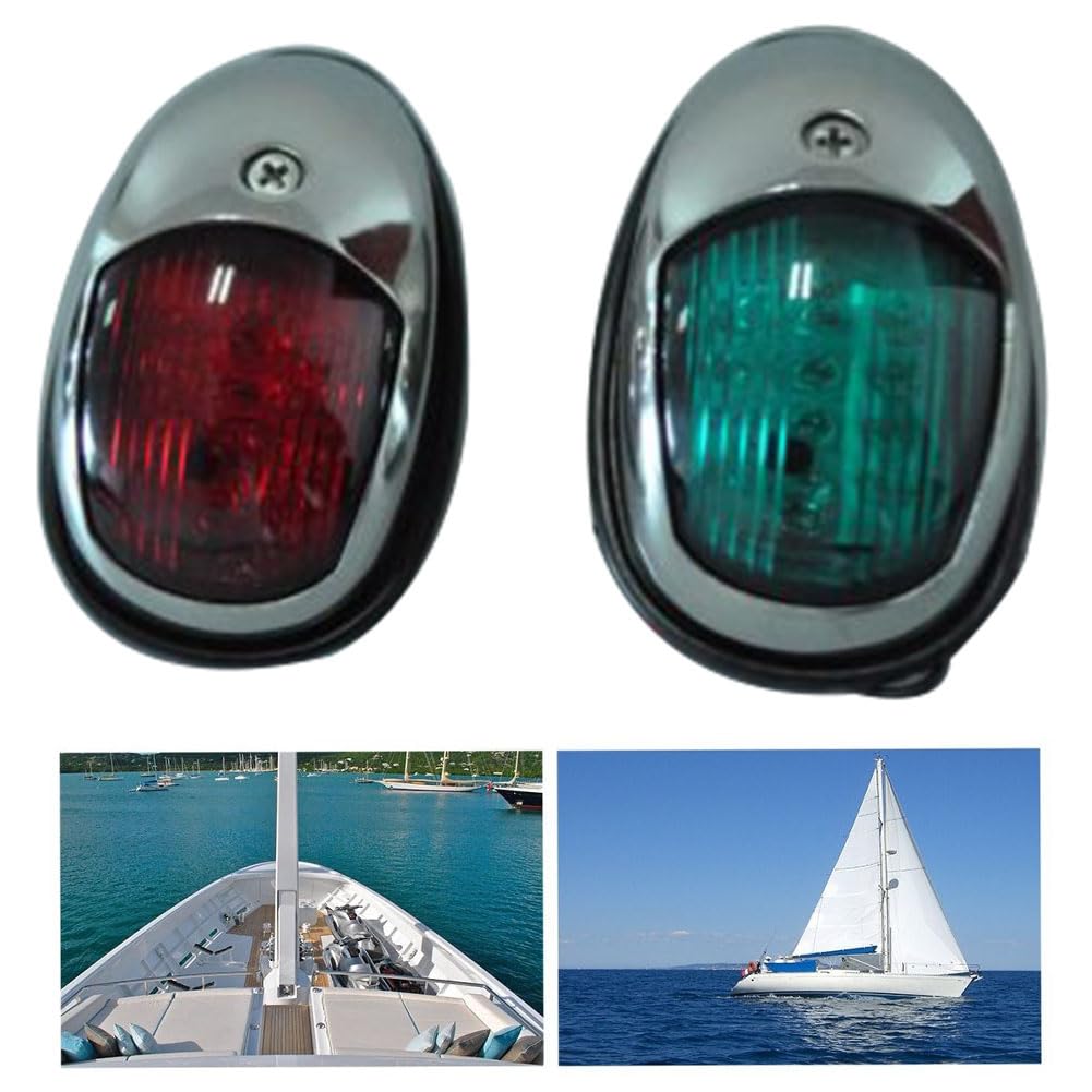SIKUAI 98 * 55 * 35mm Barca Navigazione Marina Prua Luce Vela Lampada LED 1 Coppia Per Touring Pesca Velocità Pontone Barche Acciaio Inox Verde e Rosso