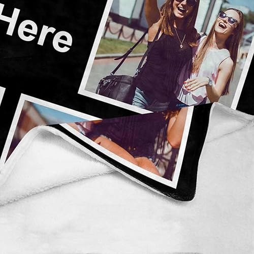 Miniatura 4 de InterestPrint Manta personalizada conmemorativa personalizada con collage de fotos, 6 fotos, añade tu texto, manta de fotos personalizada para