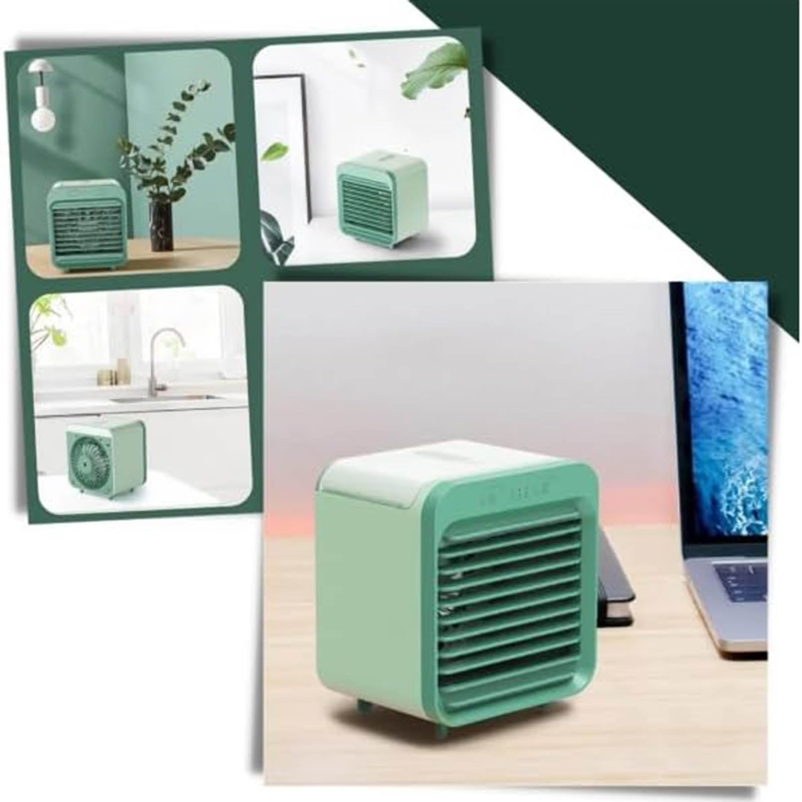 Aire Acondicionado portátil, Enfriador evaporativo, pequeño Ventilador de Mesa 3 en 1 con 3 velocidades de Viento, Adecuado para el hogar, la Oficina, el Dormitorio, niños y Mascotas.