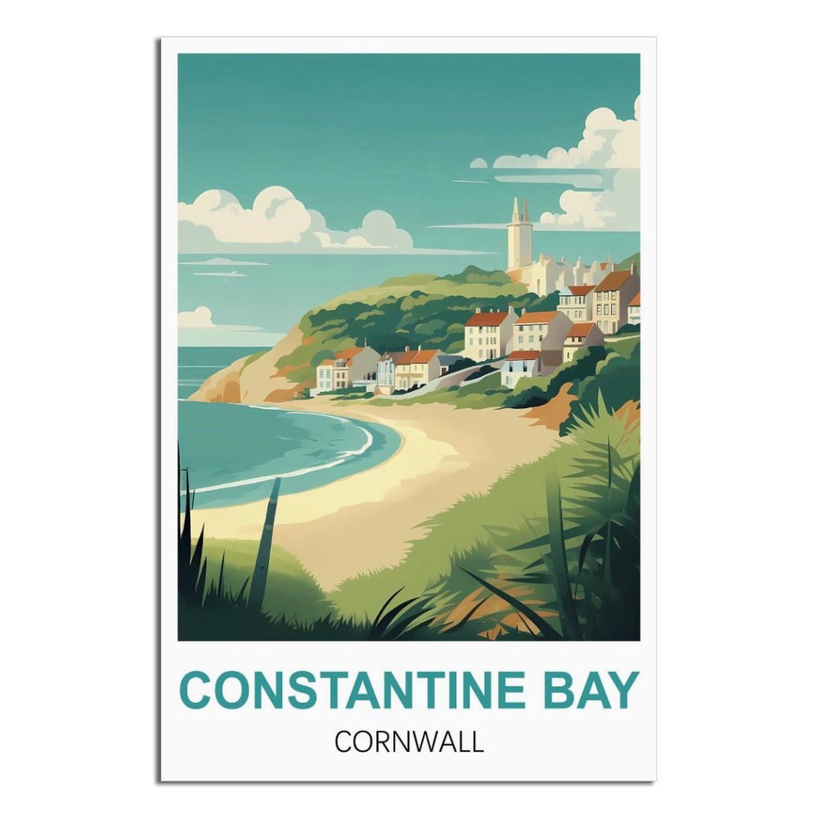 EZMLFA Diamond Painting Art Kits，Constantine Bay Cornwall,5D Diamond Painting Kit for Adults Beginners, DIY Full Round Drill Gem Art Kits for Home Decor 30x40cm