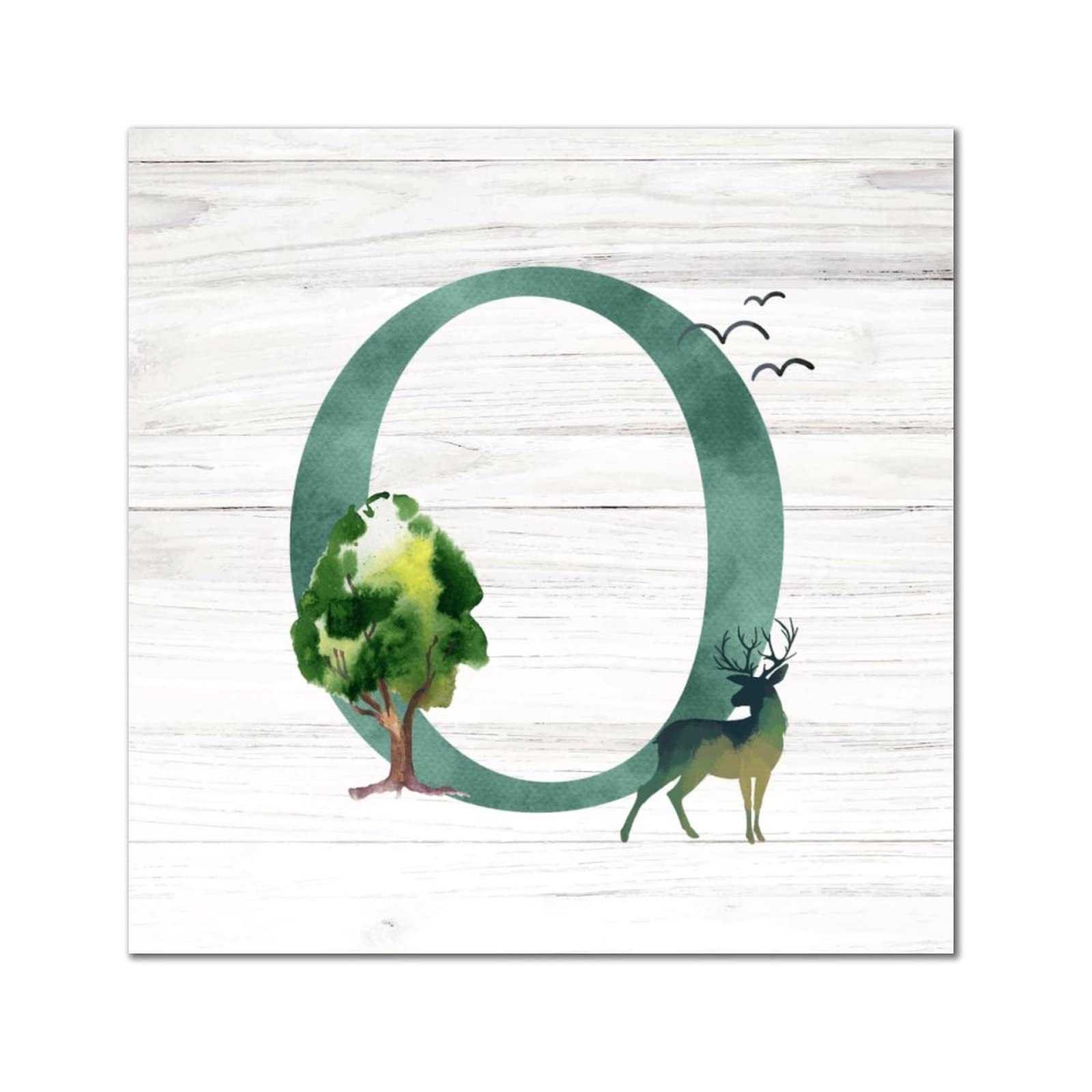 Lettre O en bois de décoration murale vintage style élégant 40cm