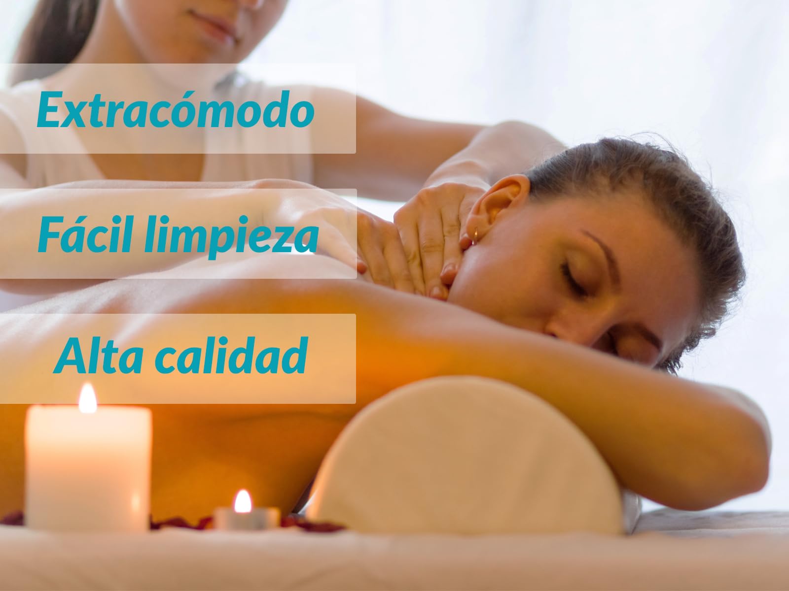 QUIRUMED WELLCORE Cojín Medio Cilindro de Masaje, 60 x 18 cm, Polipiel, Desenfundable, Rellenos de Espuma, para Yoga, para Fitness, para Camilla de Masaje, Ergonómico, Negro