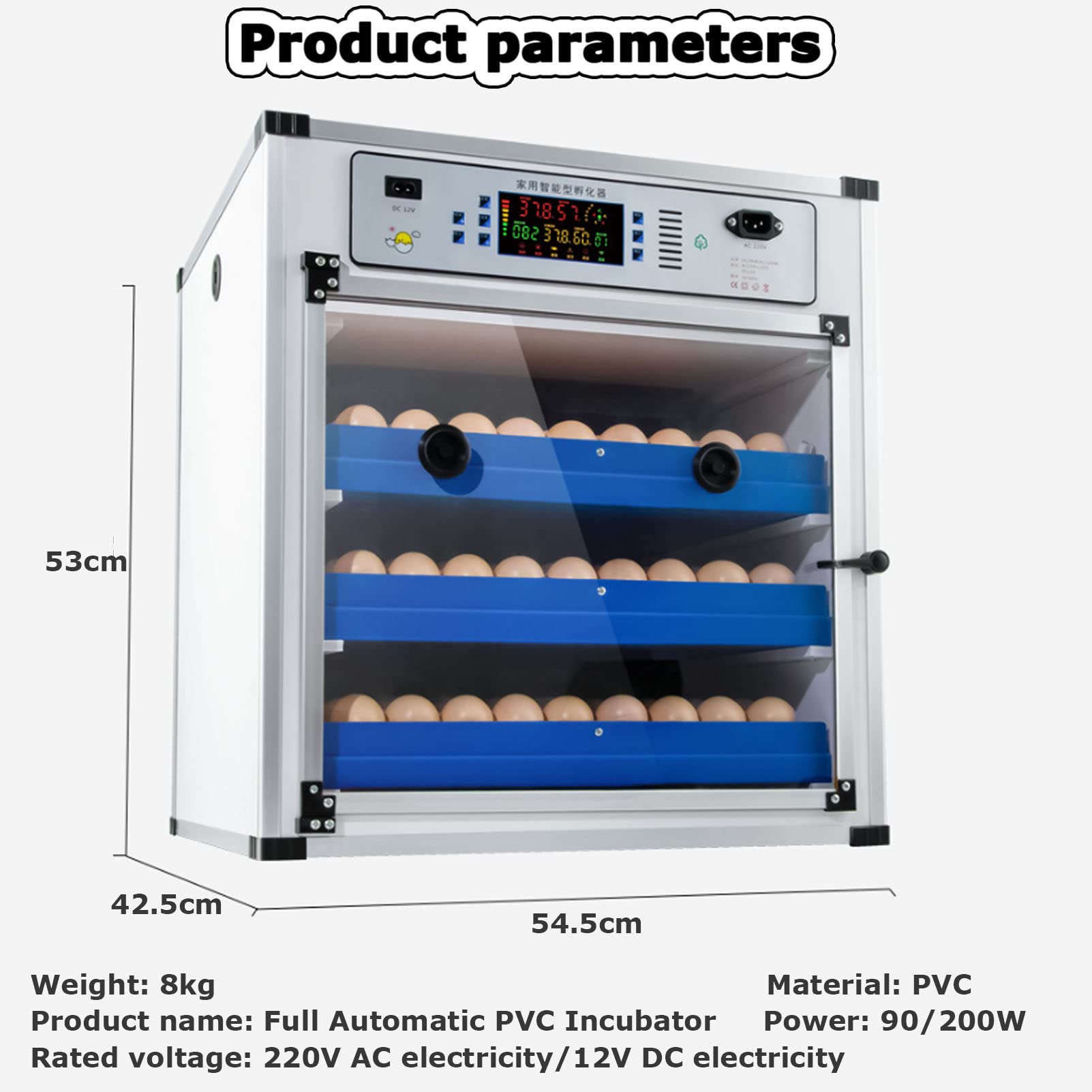 Incubatrice Uova Automatica Da 120 Uova | Girauova E Umidificazione Auto | Per Galline, Quaglie, Anatre | Con Luova