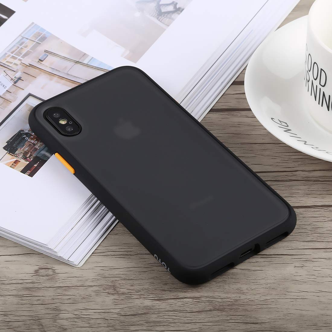 HAIJUN Mobile Phone Cover Case TOTUDESIGN Gingle Series Shockproof TPU+PC Case for iPhone X/XS (Black) (Color : Black)