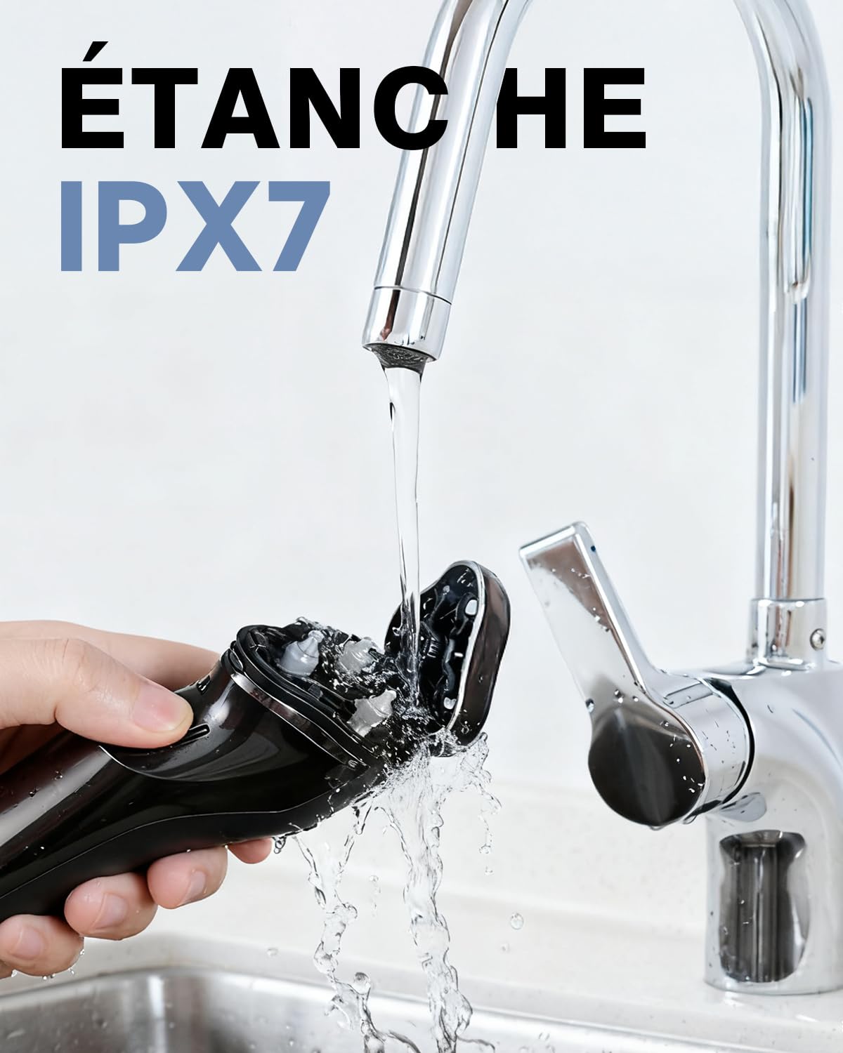 Rasoir Electrique Homme avec Écran LCD, IPX7 Étanche pour Rasage Sec et Humide, 4D Tête Flottante, 120 Min d'Autonomie, Rasoir Rechargeable avec Verrouillage de Voyage, Idéal pour Peau Sensible (Noir)