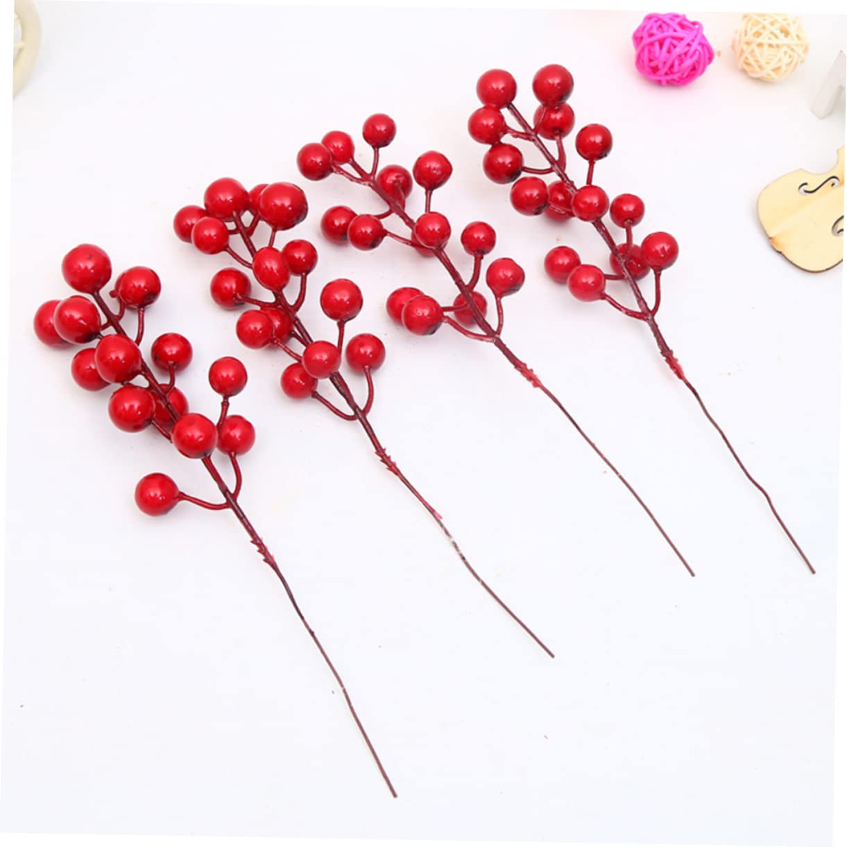Abaodam 90pezzi Bacche Artificiali Rosse Per Decorazioni Natalizie Materiale Per Composizioni Di Fiori Per Ghirlande Addobbi e Feste Di Matrimonio