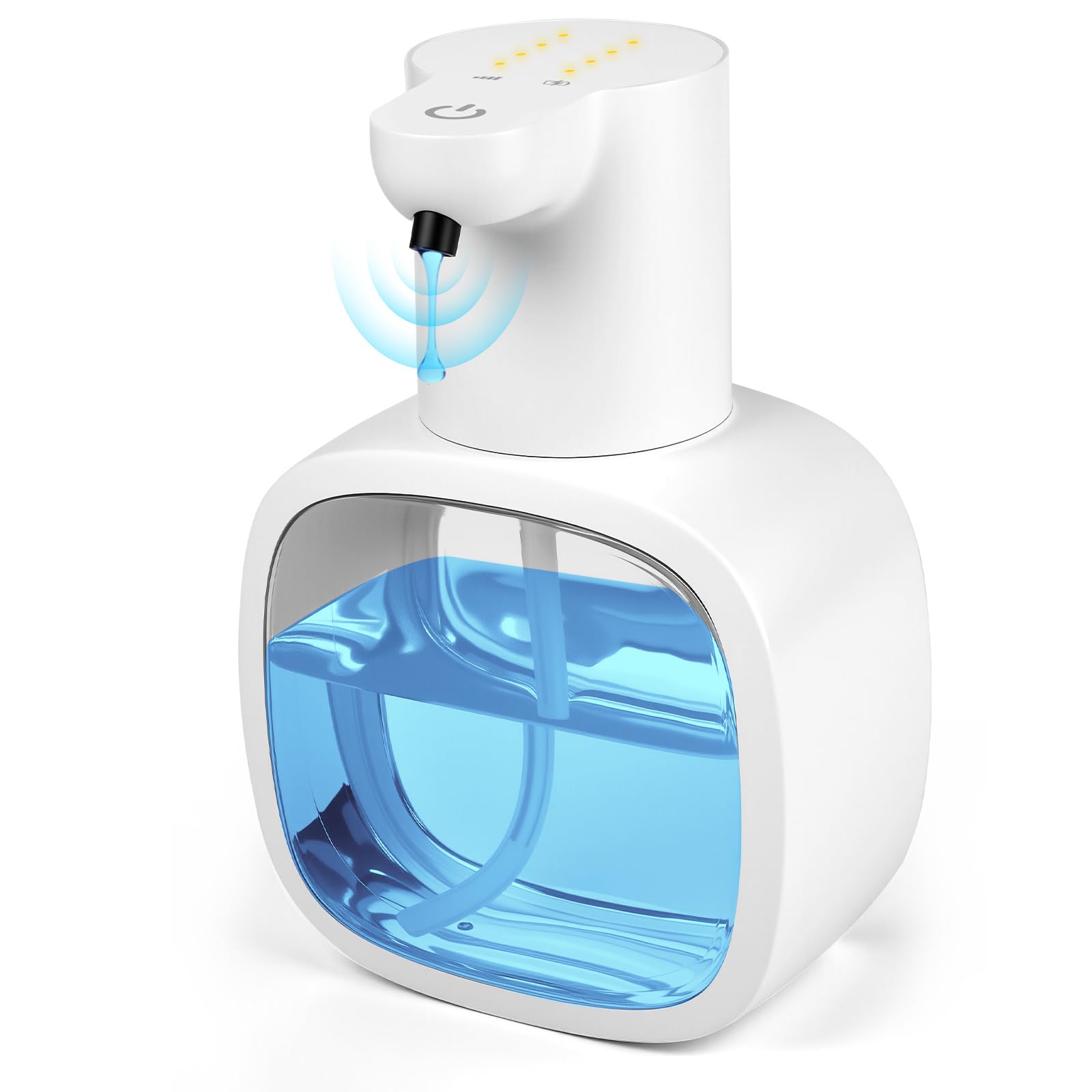 Dispensador de jabón automático, 500 ml, dispensador de jabón eléctrico con sensor, fijación a la pared, dispensador automático de jabón para cocina, baño (blanco)