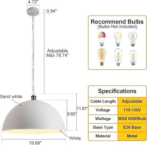 Miniatura 2 de Lámpara vintage 19,69 "lámpara industrial de la bóveda de la lámpara de iluminación del final blanco y oro Longitud 78,74" Isla de cocina,