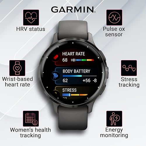 Miniatura 44 de Wearable4U Wearable4 - Reloj inteligente Garmin Venu 3S con GPS, pantalla AMOLED de 1.614 in, características de salud y fitness, hasta 10 días