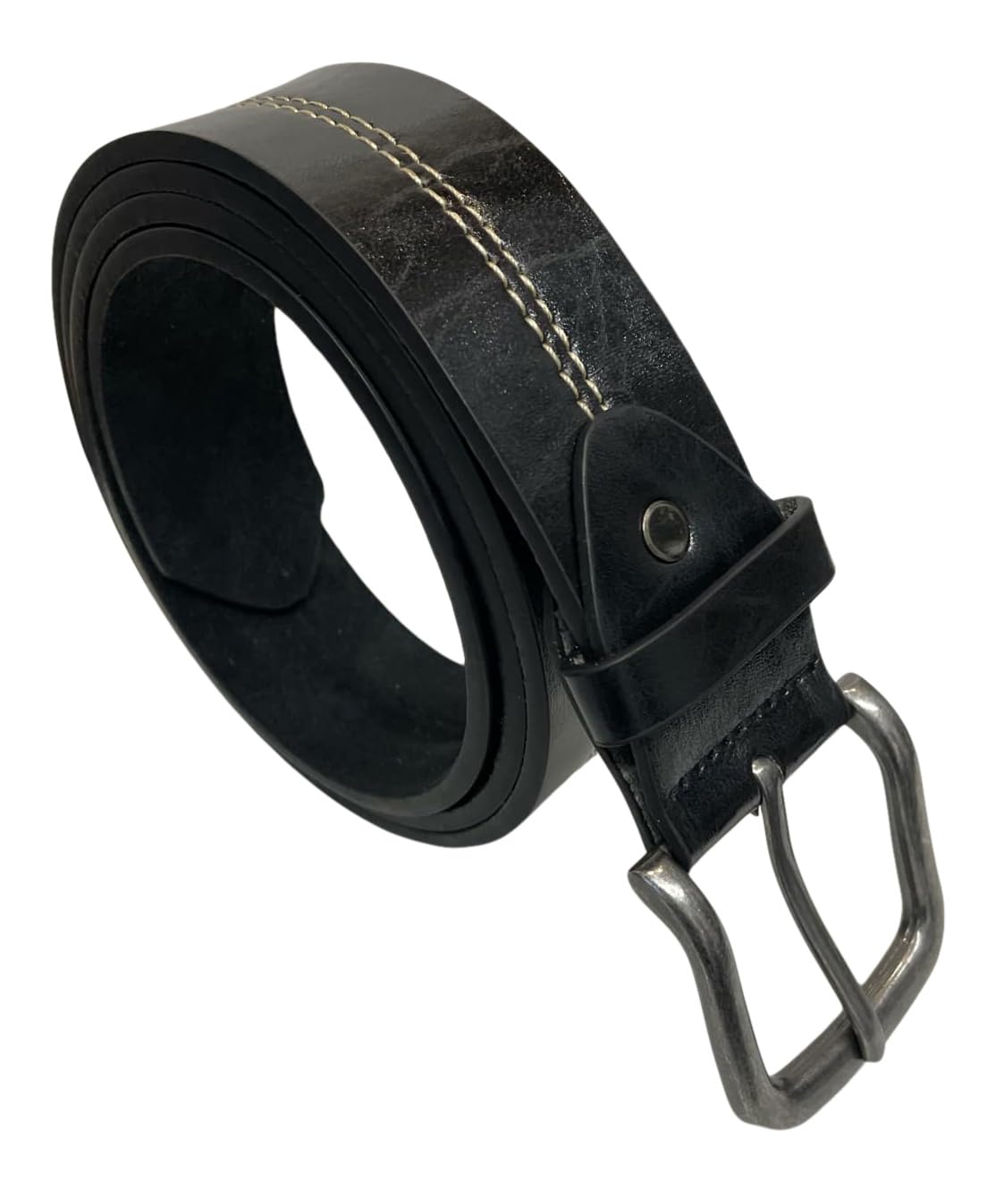 Sobo Leather Men's Black Genuine Leather Belt With Contrast Stitching, Classic Buckle, Available In And Brown (, Large 36" - 39")