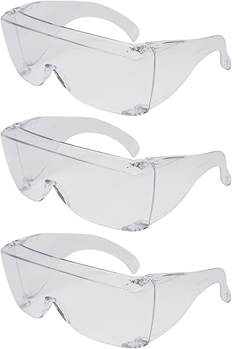 Calabria 3000 gafas de seguridad de ajuste sobre gafas de Fitover transparentes, paquete de 3 unidades, para hombres y mujeres, envolventes,