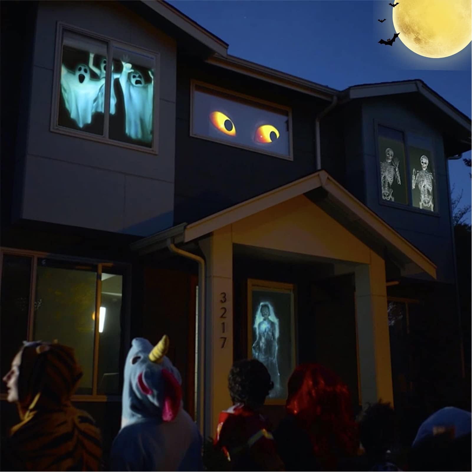 Fabater Halloween-Projektor-Lichter, Halloween-Fensterprojektor mit Stativ und Vorhang, HD-Weihnachtsprojektor-Lichter, Weihnachtsparty-Lichter für Innen- und Außendekorationen