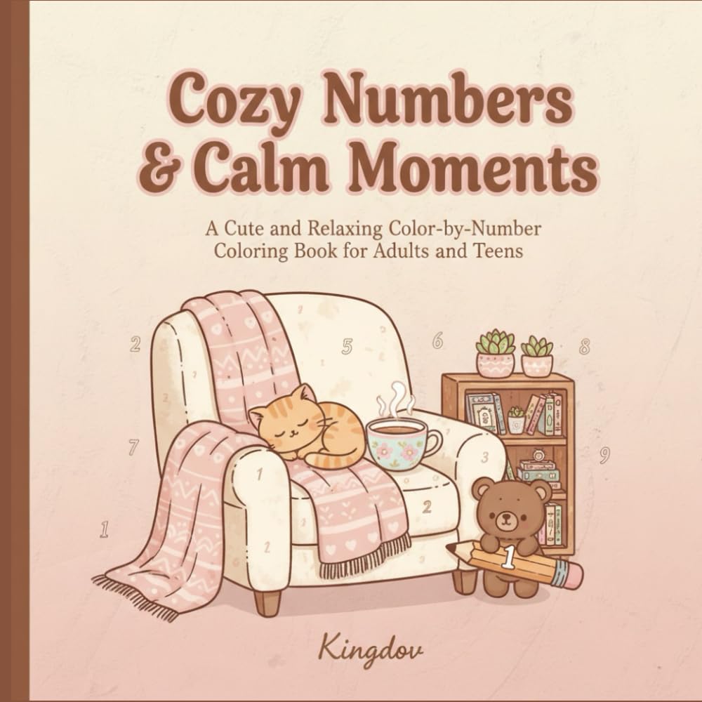 Cozy Numbers & Calm Moments: A Cute and Relaxing Color-by-Number Coloring Book for Adults and Teens Featuring Simple, Stress-Free Cozy Scenes (Cuzy Coloring Books Collection)
