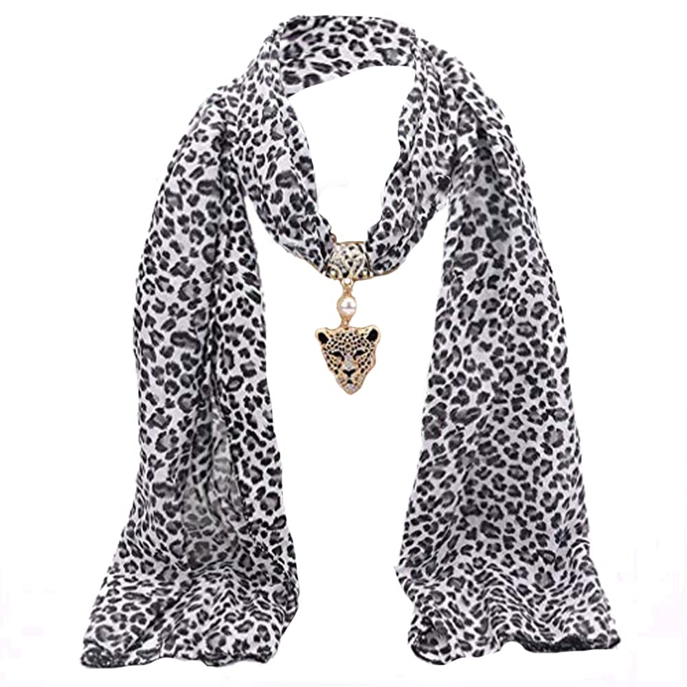 Ulalaza Women's Style-33 Scarf Bead Pendant Scarf Charm Ethnic Style Infinity Scarves Scarf Necklace