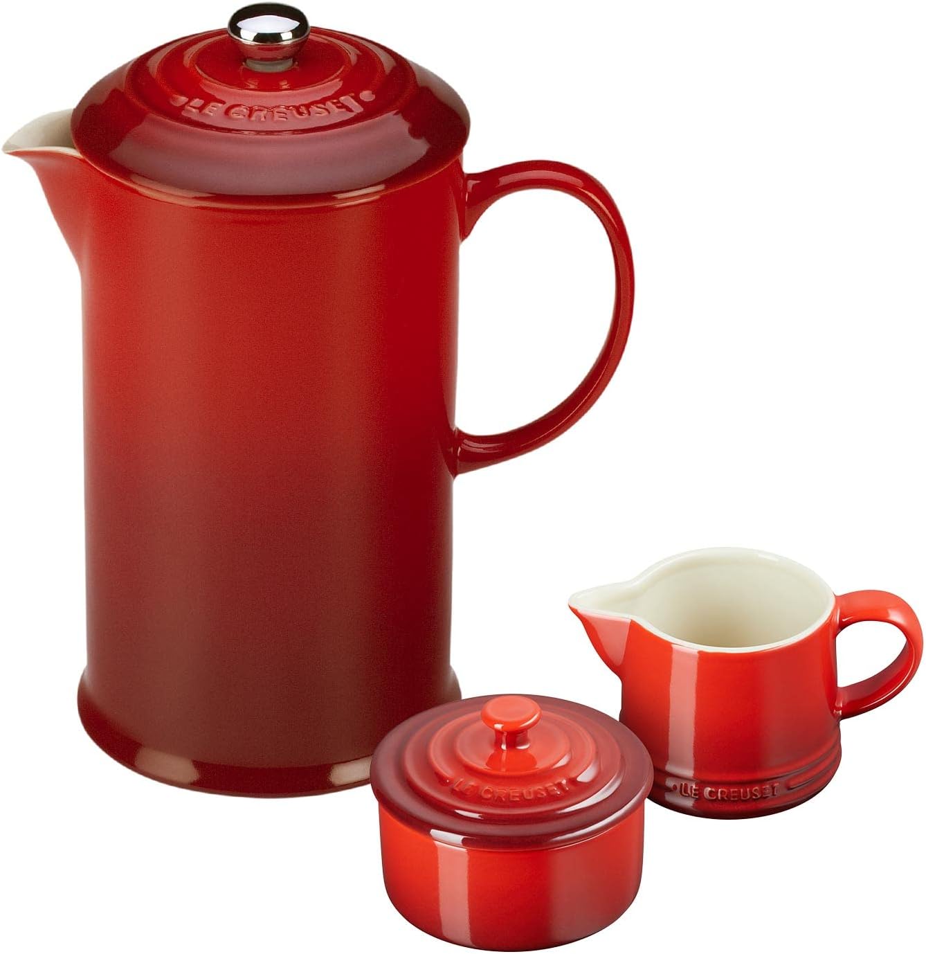 Le Creuset 34 oz. French Press Stoneware Bundle with Cream
