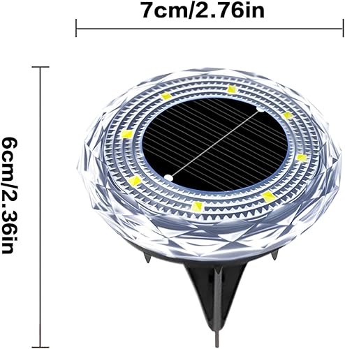 Miniatura 4 de Luces solares impermeables para exteriores, paquete de 12 luces de camino alimentadas por energía solar, luces de jardín enterradas para camino,
