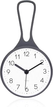 mooas Loop Bathroom Clock, Shower Clocks, Waterproof Shower Hanging Clock with Hook, Non-Ticking Battery Operated for Kitchen, Bathroom, Shower Booth Gray