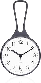 mooas Loop Bathroom Clock, Shower Clocks, Waterproof Shower Hanging Clock with Hook, Non-Ticking Battery Operated for Kitchen, Bathroom, Shower Booth (Gray)