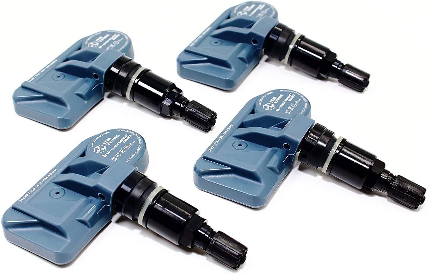 Set of 4 ITM 08017D TPMS 433mhz Tire Pressure Sensors for BMW Mini Replaces 36236781847 36236798726 E60 E90 E92 w/Black Aluminum Valve Stems Aftermarket Replacement (NA, Gloss Black, 4)